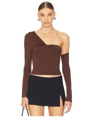 superdown One-Shoulder Cropped Jersey Top - Black