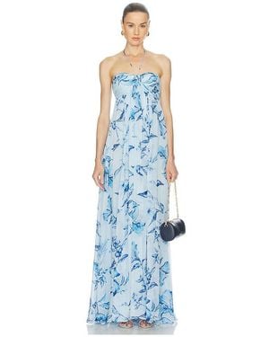 Rococo Sand Strapless Flared Dress - Blue