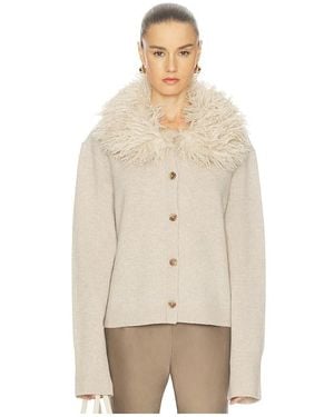 L'academie Allegria Faux Fur Cardigan - Natural