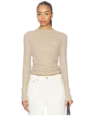 Enza Costa Jersey Long Sleeve Crew Top - Natural