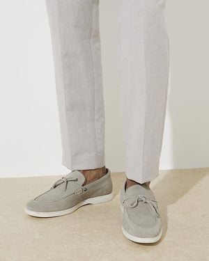 River Island Grey Suede Slip On Loafers - White