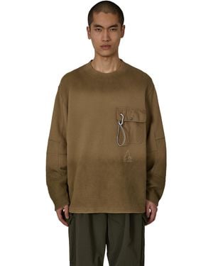 ROA X And Wander Garment-Dyed Long Sleeve T-Shirts - Green