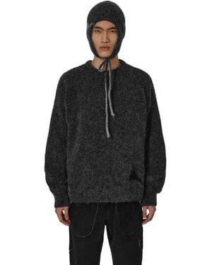 ROA Dropstitch Mohair Knit Crewneck Knitwears - Black