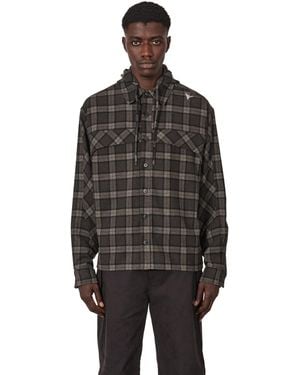ROA Logger Wool Check Long Sleeve Shirt Tops - Black