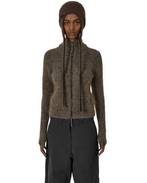 ROA Tasna Mohair Zip Up Jumper Knitwears - Brown