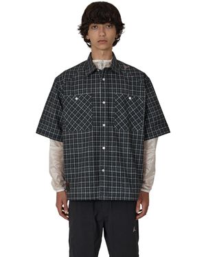 ROA Aair Floweave Printed Check Short Sleeve Shirt Shirts - Black