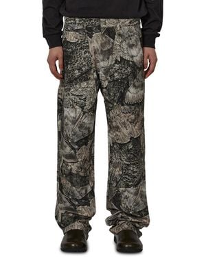 ROA Fomes Moth Print Double Knee Pant Trousers - Black