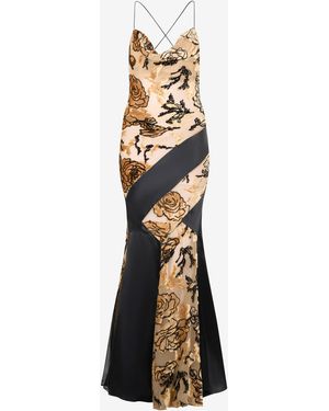 Roberto Cavalli Slip Dress With Rose Pattern - White
