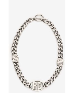 Roberto Cavalli Collana A Catena Con Monogram Rc - Metallizzato