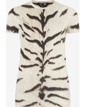 Roberto Cavalli T-Shirt With Tigresse Ogat X Print - White