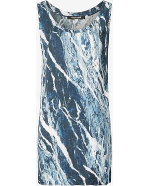 Roberto Cavalli Silk Mini Dress With Marble Print - Blue
