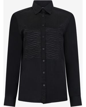 Roberto Cavalli Shirt With Embroidered Zebra Motif - Black