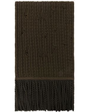 Roberto Cavalli Ribbed-Knit Wool Scarf - Black