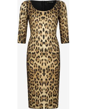 Roberto Cavalli Leopard Print Midi Dress - Natural