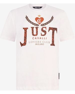 Roberto Cavalli T-Shirt With Animal Print Logo - Pink