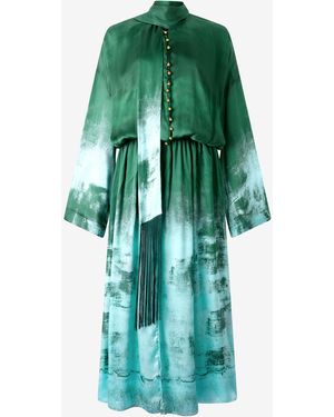 Roberto Cavalli Pure Silk Shirt Dress - Green