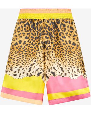 Roberto Cavalli Cavalli Pop Print Silk Bermuda Shorts - Yellow