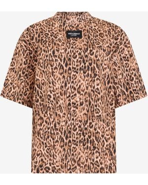 Roberto Cavalli Leopard Skin Print T-Shirt With Logo - Multicolour