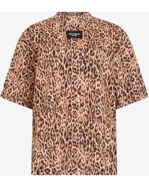 Roberto Cavalli Leopard Skin Print T-Shirt With Logo - Multicolour
