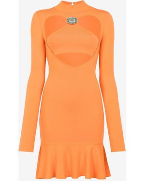 Roberto Cavalli Cut-Out Flared Mini Dress - Orange