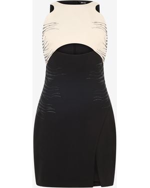 Roberto Cavalli Two-Tone Mini Dress With Cut-Out - Black