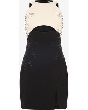 Roberto Cavalli Two-Tone Mini Dress With Cut-Out - Black