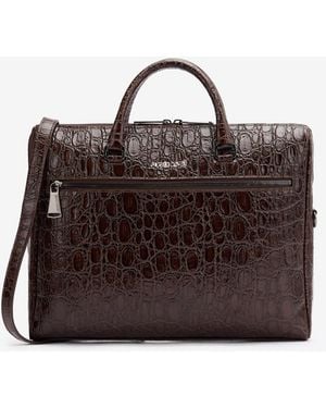 Roberto Cavalli Dokumententasche Mit Krokoprägung - Braun
