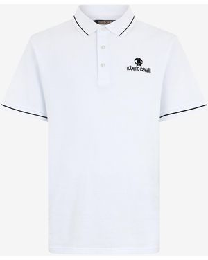 Roberto Cavalli Polo Blanc Avec Logo