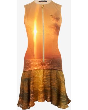 Roberto Cavalli Sunset Print Short Dress - Orange