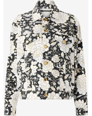 Roberto Cavalli Denim Jacket With Flowers - White