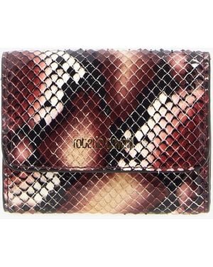 Roberto Cavalli Small Logo-Print Leather Wallet - White