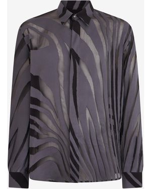 Roberto Cavalli Camisa Con Estampado Ray Devoré - Multicolor