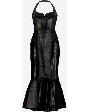Roberto Cavalli Genuine Leather Midi Dress - White