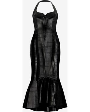 Roberto Cavalli Genuine Leather Midi Dress - White