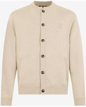 Roberto Cavalli Beiger Cardigan Mit Gesticktem Monogram Rc - Natur