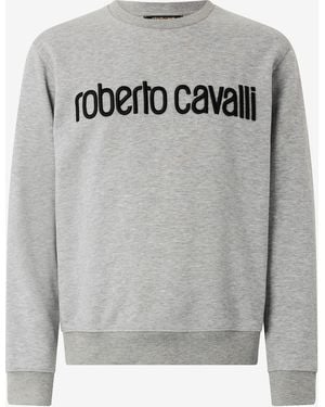 Roberto Cavalli Felpa Grigia Con Logo - Grigio