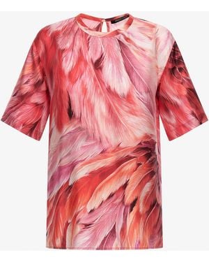 Roberto Cavalli Plumage Print T-Shirt - Red