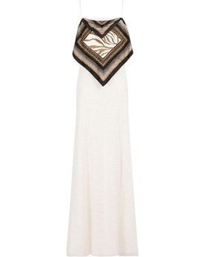 Roberto Cavalli Zebra Sequin-Embellished Layered Dress - White