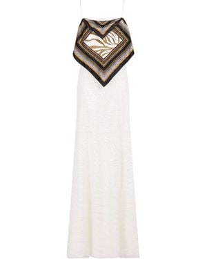Roberto Cavalli Zebra Sequin-Embellished Layered Dress - White
