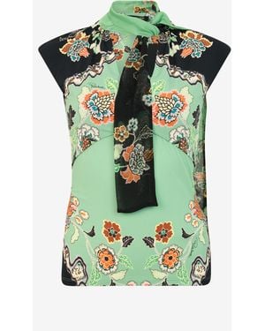 Roberto Cavalli Top Con Stampa Kimono - Verde