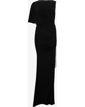 Roberto Cavalli Asymmetric Draped Maxi Dress - Black