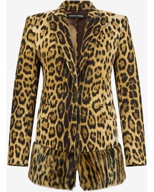 Roberto Cavalli Single-Breasted Blazer With Jaguar Skin Print - Brown