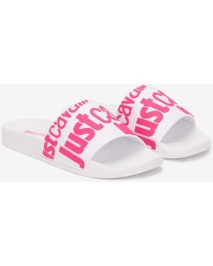 Roberto Cavalli Sandalias Slip-On Blancas - Rosa