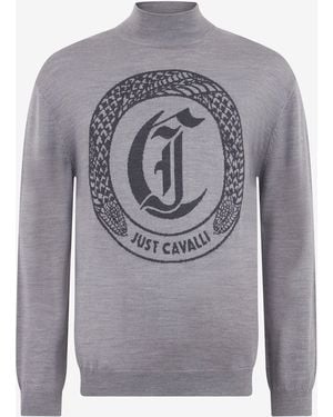 Roberto Cavalli Pull Gris Avec Logo