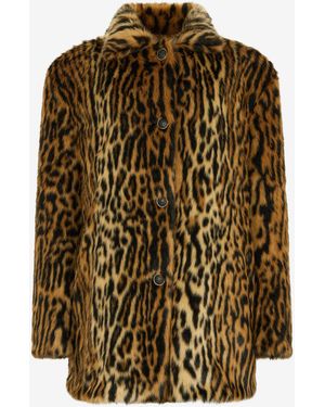 Roberto Cavalli Leopard-Print Button Coat - Brown