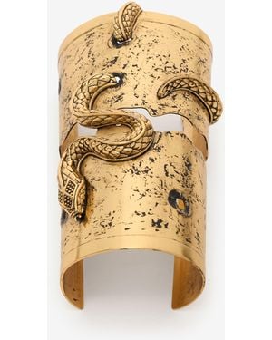 Roberto Cavalli Bracelet Rigide En Or Vieilli Avec Serpent - Métallisé