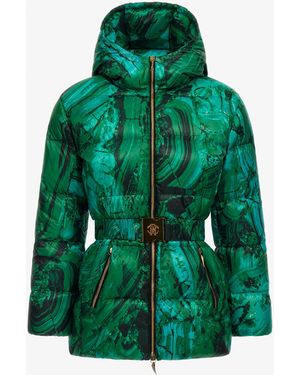 Roberto Cavalli Malachite Printed Puffer Jacket - Green