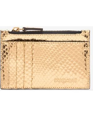Roberto Cavalli Metallic Snake-Scale Card Holder - Natural