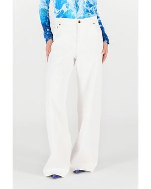 Roberto Cavalli Pantaloni Denim Gamba Ampia - Bianco
