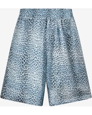 Roberto Cavalli Baby Jaguar Print Fabric Shorts - Blue